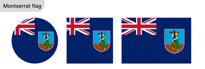 
Montserrat Flag PNG &ndash; Flag of Montserrat in Round and Standard Formats on White Background

