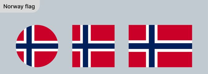 Obraz premium Norway Flag PNG – Flag of Norway in Round and Standard Formats on White Background