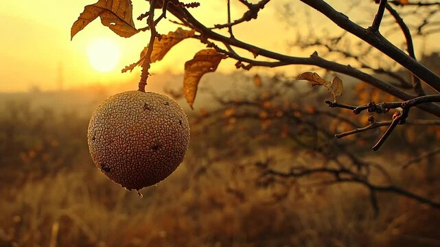 wood apple on branch in madhya pradesh video