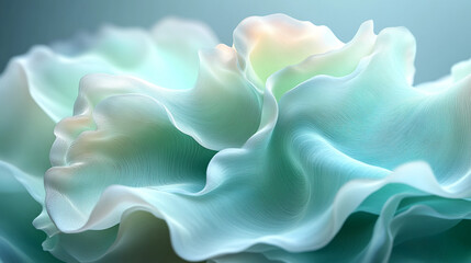 Obraz premium Abstract flowing turquoise waves on gradient background