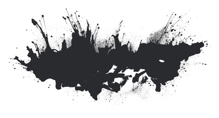 Abstract Black Ink Splatter Texture Isolated on White Background Vector Art
