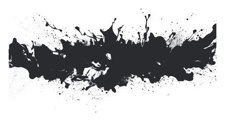 Abstract Black Ink Splatter Texture Isolated on White Background Vector Art
