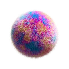 Colorful Furry Sphere with Rainbow Gradient on White Background