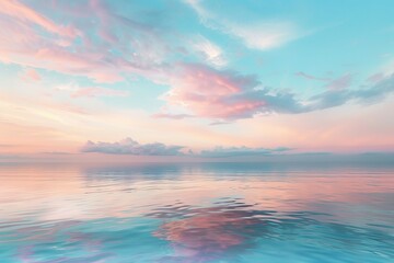 Tranquil Water Reflecting a Sky Filled with Pink and Blue Clouds at Sunset