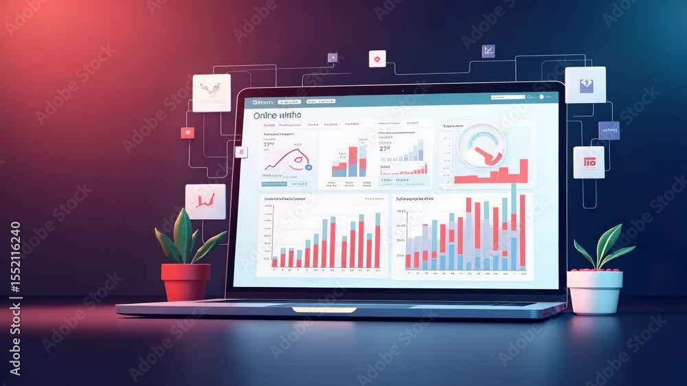 Poster interactive online shopping dashboard: analyze consumer purchase patterns with vivid stock images fo