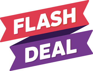 Bold and Bright Flash Deal Promotion Featuring Contrasting Ribbons and White Lettering for Eye Catching Appeal