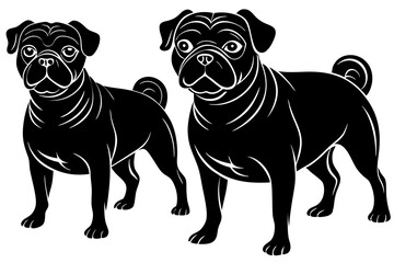 pug dog silhouette vector illustration