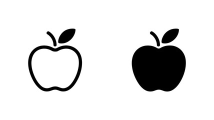 Fototapeta premium Apple outline and solid vector icons isolated on white background