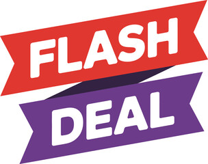 Colorful Flash Deal Design Featuring a Red and Purple Banner with Bold White Letters Against a White Background