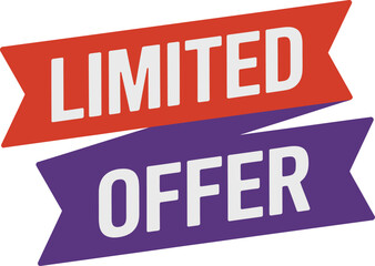 Dynamic Marketing Promotion Featuring the Words Limited Offer on Angled Ribbons for Eye Catching Advertisement Campaigns