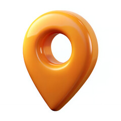 3D Orange Map Pin Icon, Location Marker Symbol