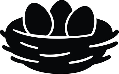 Silhouette Bird Nest with Eggs Symbol Design Vector Illustration