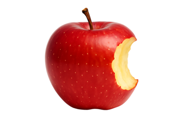 Bitten apple close-up isolated on transparent background