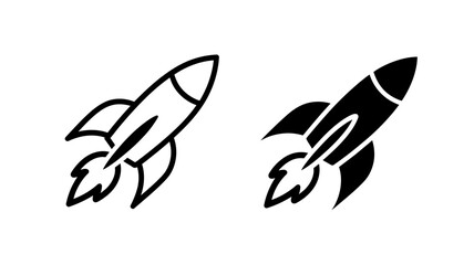 Obraz premium Rocket Outline and Solid Vector Icons - Spaceship Startup Launch Symbol