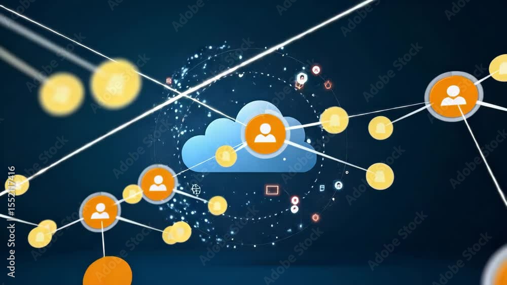 Aufkleber global business social network connection with molecular technology structure