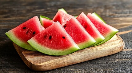 Sliced Watermelon on Rustic Wooden Board