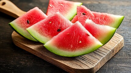 Sliced Watermelon on Rustic Wooden Board