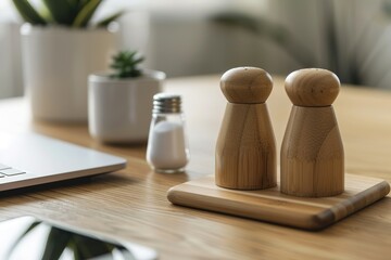 Wooden salt and pepper shakers kitchen table
