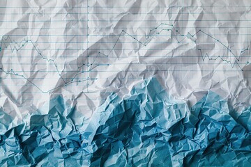 Wrinkled graph paper shows fluctuating lines with blue texture at the bottom