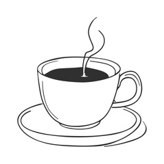 Simple Coffee Cup Line Art – Hot Beverage Outline Drawing
