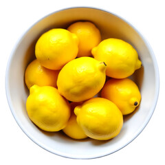 Pristine Yellow Lemons in a White Bowl - Top Down View