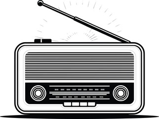 Vintage Radio Vector Icon, Retro Transistor Receiver Illustration.
