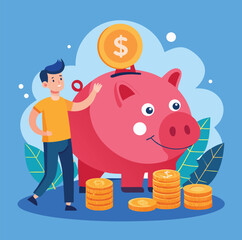 piggy bank and coins