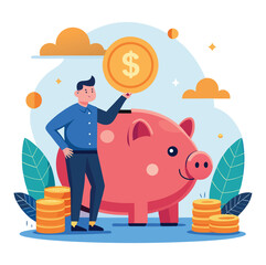 piggy bank and money