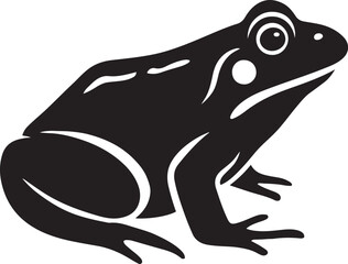 Black and white frog silhouette minimal design, Simple amphibian outline for illustrations