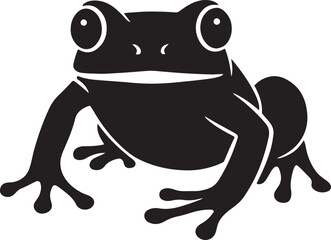 Frog silhouette simple black vector drawing, Amphibian figure minimal style