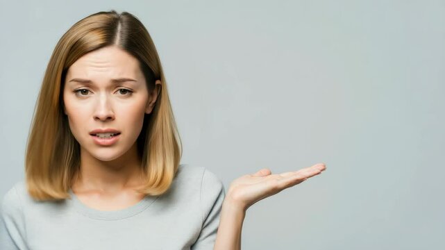 Woman's expressive journey from confusion to realization with a raised eyebrow