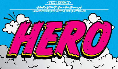Hero Vector Text Effect Editable Alphabet SuperHero Comics Funny