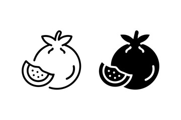 Pomegranate fruit icon. Fruit sign. Pomegranate isolated on white background. Fresh fruit symbol.