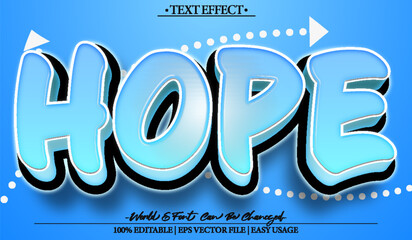 Hope Vector Text Effect Editable Alphabet Cartoon Blue Goal