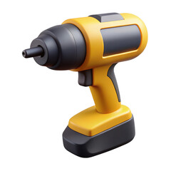 Yellow and black cordless power drill isolated on transparent background