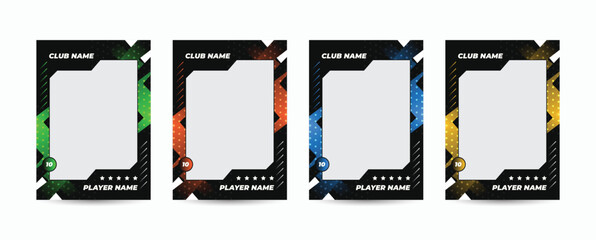 Set of player trading card templates, Photo frame, and border collection for soccer, hockey, volleyball, and basketball players. Sport flyer layout design template (EPS 10)