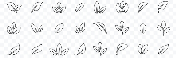 black leaf icons set vector stroke eps 10