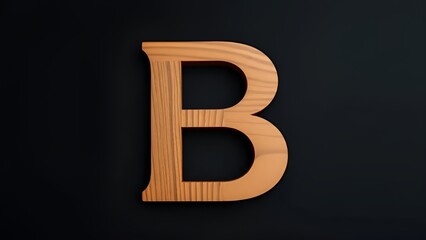 Fototapeta premium A realistic 3d render of the letter b crafted from natural wood with a warm tone against a dark background