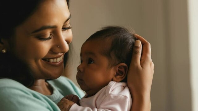 Tender moments: a mother?s loving embrace with her newborn captures unbreakable bond
