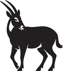 Nyala antelope silhouette bold vector art, African animal profile clean sketch
