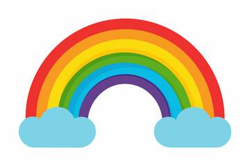 rainbow and clouds vector illustration, 