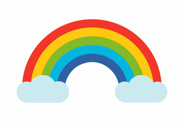 rainbow and clouds vector illustration, 