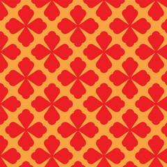 Seamless pink floral and red heart pattern for vintage fabric design