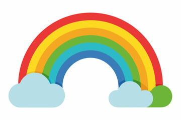 rainbow and clouds vector illustration, 
