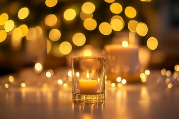 A soft-focus bokeh light effect in warm golden tones, creating a dreamy and elegant atmosphere.