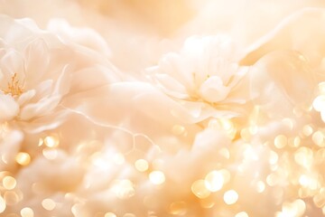 A soft-focus bokeh light effect in warm golden tones, creating a dreamy and elegant atmosphere.