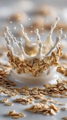 Dynamic milk splash creating perfect crown shape