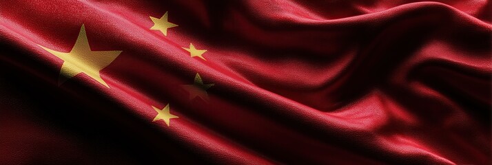 national flag of China with folds