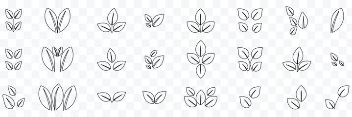 black leaf icons set vector stroke eps 10