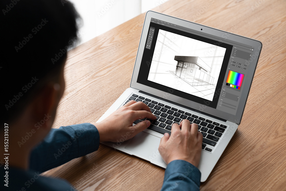Poster architectural design modish software application for architect business and professional designer